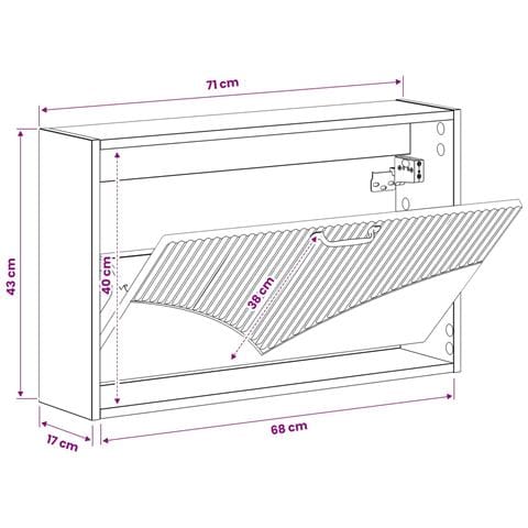 Mobiletto per Scarpe da Muro HOORN 71 x 17 x 43 cm Bianco - Foto 9