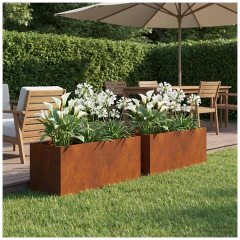 Vaso da giardino 2 pz Ruggine 60 x 20 x 20 cm Acciaio Corten - Foto 2