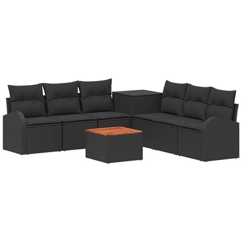 Set di divani 8 pz Nero Rattan sintetico e Acciaio - Foto 1