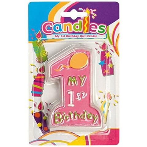 Candelina In Cera 1 Anno Birthday Girl Decorazione Torta 1 Anno Bambina - Foto 1