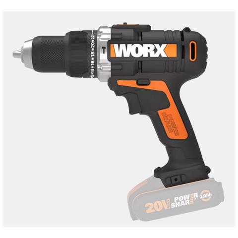 WX372.9 Trapano Avvitatore con Percussione a Batteria 20V, 13 mm Mandrino a Sgancio Rapido, 1.800 giri / min, Stile Numero 28.800 bpm, Luce da Lavoro, 1 Pezzo - Solo Corpo Macchina - Foto 2