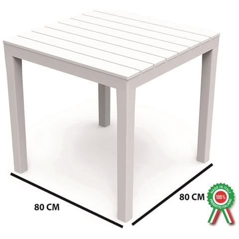 Tavolo tavolino 80x80cm bianco in resina per esterno bar arredo giardino SATURNO