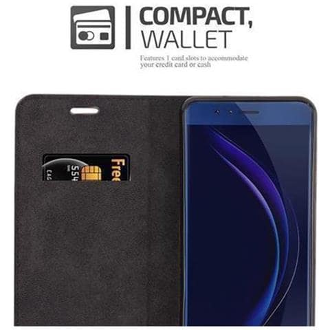 Custodia Compatibile Con Honor 8 In Nero Di Notte - Coperchio Protettiva Con Chiusura Magnetica, Funzione Stand E Tasca Per Le Carte - Foto 2