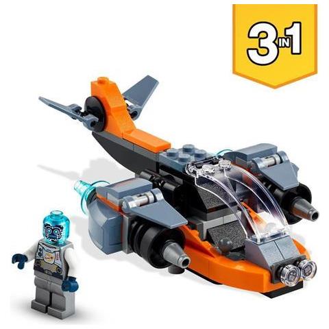 1111 3 in 1 Cyber-Drone Kit di Costruzione con Cyber Mech e Scooter con Minifigure Robot - Foto 2