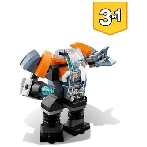 1111 3 in 1 Cyber-Drone Kit di Costruzione con Cyber Mech e Scooter con Minifigure Robot - Foto 3