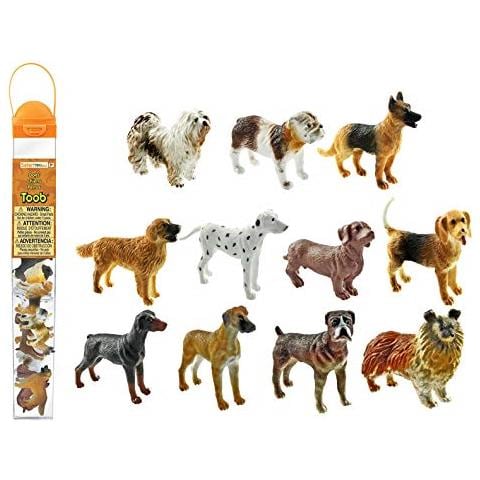 Safari Ltd Cani Toob Con 11 Statuette Giocattolo Dipinte A Mano Tra Cui Un Bassotto Dalmata Retriever Cane Pastore Collie Pastore Beagle Boxer Alano Doberman E Bulldog Dai 3 Anni In Su - Foto 1