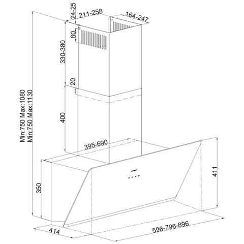 3457 SOHO Cappa Aspirante a Parete Nero 648 m³ /h - Foto 3