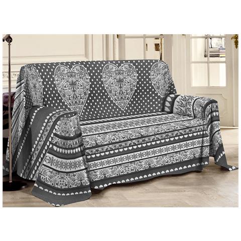 Telo Arredo Multiuso Linea Pensieri Delicati In 100% Cotone Dis New Tirolo Matrimoniale Grigio - Foto 10