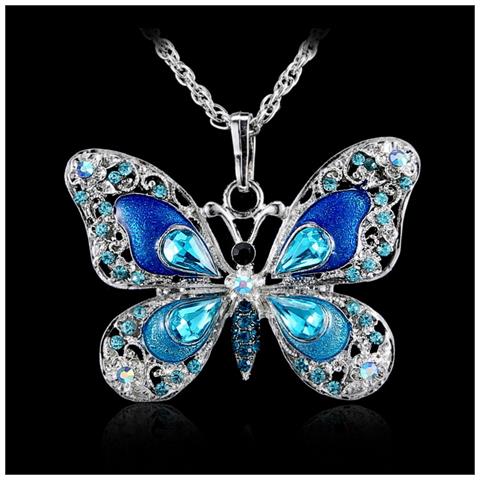 Collana Vintage Con Ciondolo A Farfalla Blue - Foto 2