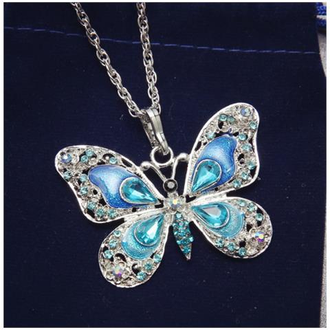 Collana Vintage Con Ciondolo A Farfalla Blue - Foto 4