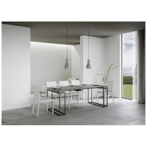 Consolle Allungabile 90x40/196 Cm Epoca Small Telaio Antracite - Cemento - Foto 2