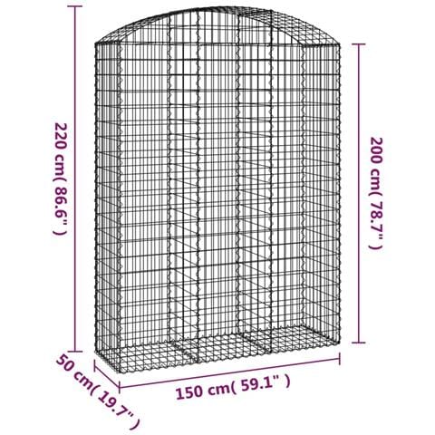 Cesto Gabbione Ad Arco 150x50x200/220 Cm Ferro Zincato - Foto 4