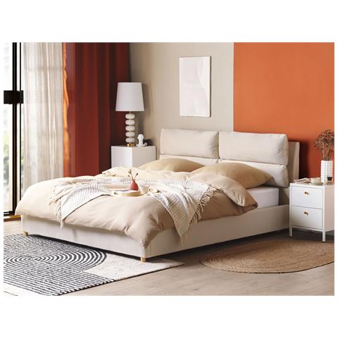 Letto Matrimoniale Con Contenitore Velluto Beige 180 X 200 Cm Batilly - Foto 1