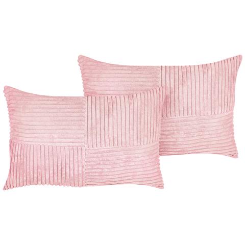 Set Di 2 Cuscini Millet Velluto A Coste 47 X 27 Cm Tinta Unita Rosa - Foto 7