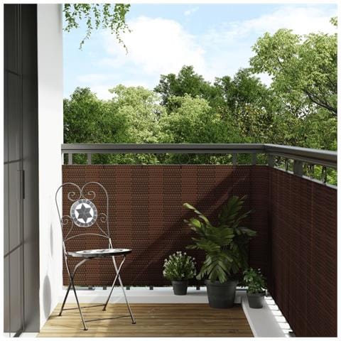 Paravento Da Balcone Marrone E Nero 1000x100 Cm In Polyrattan - Foto 8