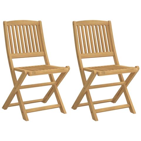 Sedie Giardino Pieghevoli 2 Pz 57x48,5x90 Cm Massello Acacia - Foto 2