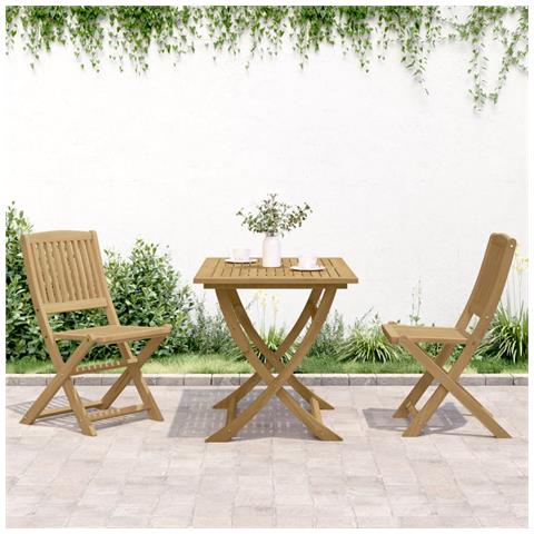 Sedie Giardino Pieghevoli 2 Pz 57x48,5x90 Cm Massello Acacia - Foto 3
