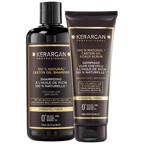 Duo Anti-caduta Shampoo & Scrub All'olio Di Ricino Per Capelli Secchi, Fragili - Purifica, Fortifica, Favorisce La Crescita - Senza Solfati, Parabeni E Siliconi - 500ml + 250ml - Foto 1