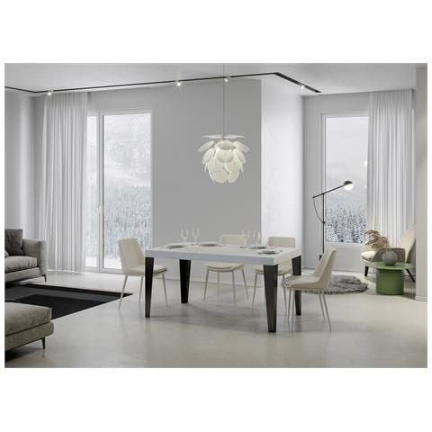 Tavolo Allungabile 90x140/244 Cm Flame Premium Bianco Frassino Telaio Antracite - Foto 4