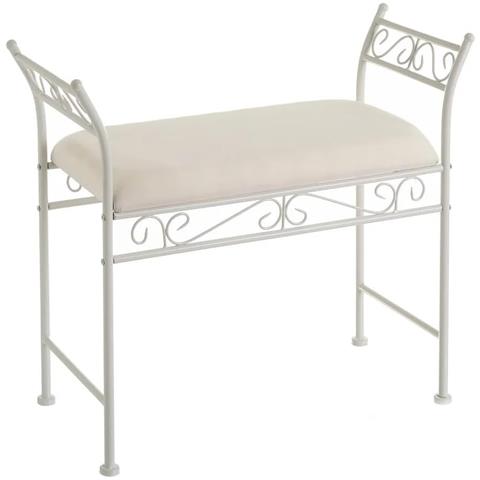 Panca,panchina Per Interno Con Struttura In Metallo Laccata A Polvere,seduta In Tessuto Imbottito Per Soggiorno,camera Da Letto,ingresso,dimensioni L74xp30xh63 Cm. (bianco) - Foto 1