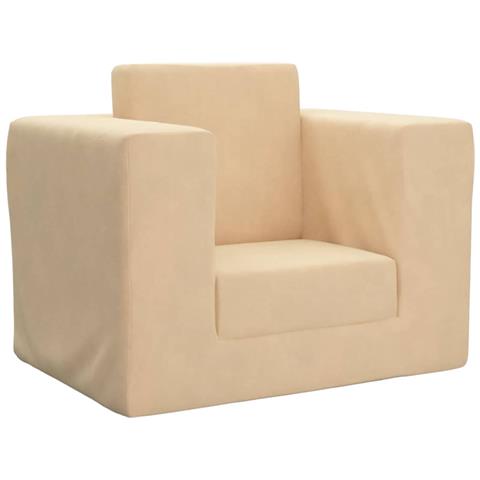 Divano Letto per Bambini Crema in Morbido Peluche - Foto 1