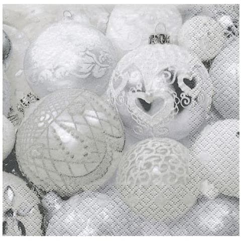 Confezione Di Tovaglioli Da 20pz 33x33cm - Fantasia Palline Di Natale - Foto 1