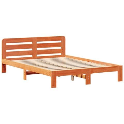 Letto Senza Materasso Marrone Cera 140x190 Cm In Legno Di Pino - Foto 3