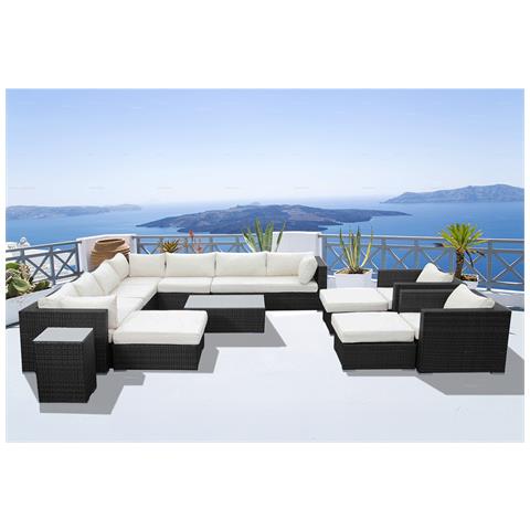 Stalla Mobili Da Giardino Modulari 13/14 Posti In Resina Intrecciata Bianca E Nera - Foto 1