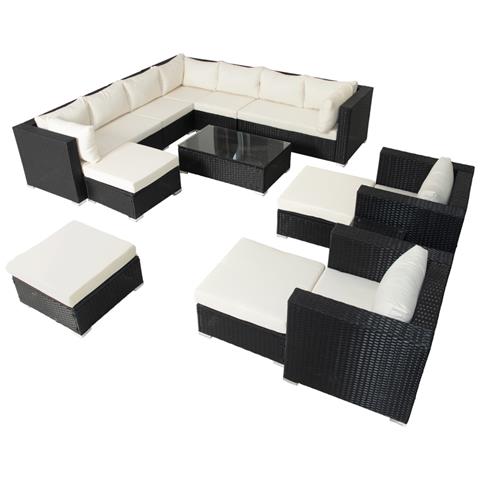 Stalla Mobili Da Giardino Modulari 13/14 Posti In Resina Intrecciata Bianca E Nera - Foto 8