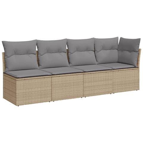 Lusso Casadino -  Divano Da Giardino Con Cuscini A 4 Posti Beige In Polyrattan - Foto 1