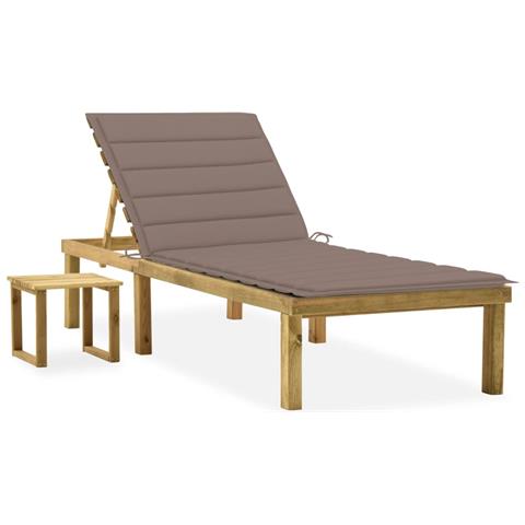 Lettino Da Giardino Con Tavolino Cuscino Legno Pino Impregnato - Foto 2