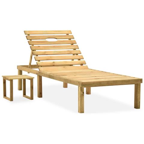 Lettino Da Giardino Con Tavolino Cuscino Legno Pino Impregnato - Foto 1