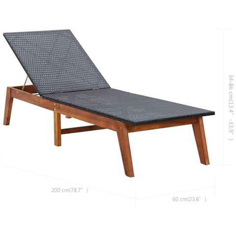 Lusso Casadino -  Sdraio Con Cuscino In Polyrattan E Legno Massello Di Acacia - Foto 7