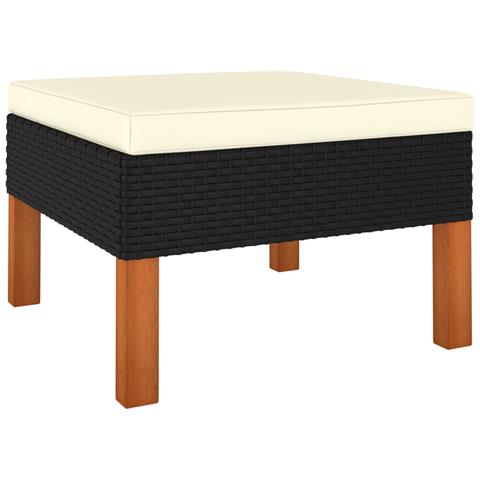 Poggiapiedi In Polyrattan E Legno Massello Di Eucalipto - Foto 2