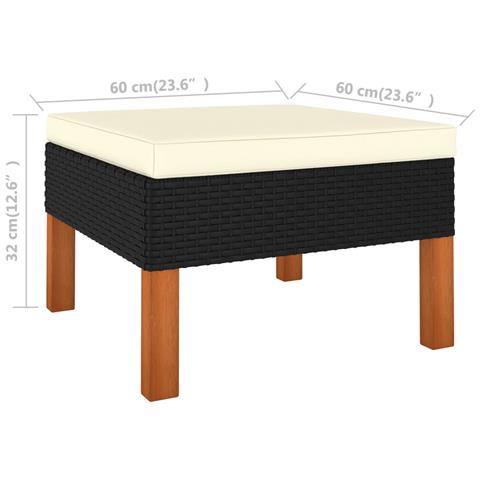 Poggiapiedi In Polyrattan E Legno Massello Di Eucalipto - Foto 4