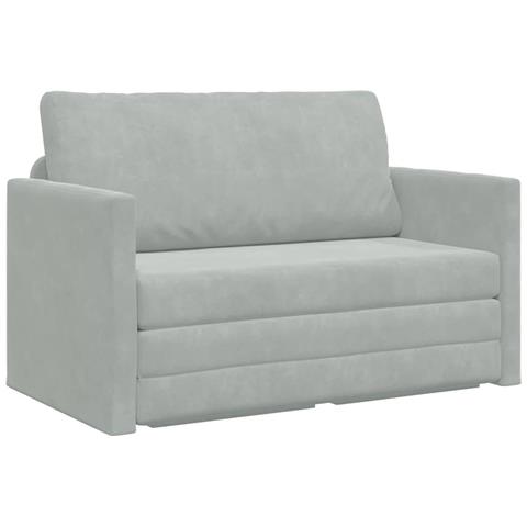 Divano Letto a Terra 2-in-1 Grigio Chiaro 124x204x61 cm Velvet - Foto 1