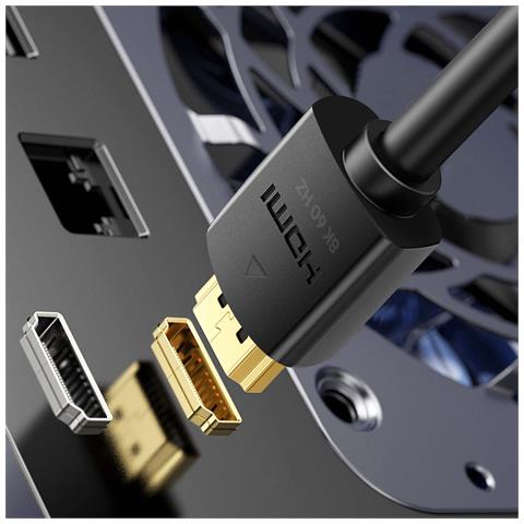 Cavo Hdmi 2.1 8k 60hz Tv, Oro, 2m, Nero - Foto 2