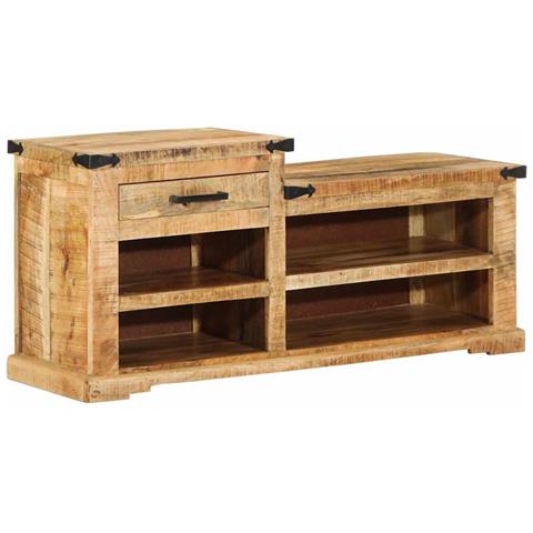 Panchina da scarpe 110x35x50 cm in legno massello di mango grezzo - Foto 1