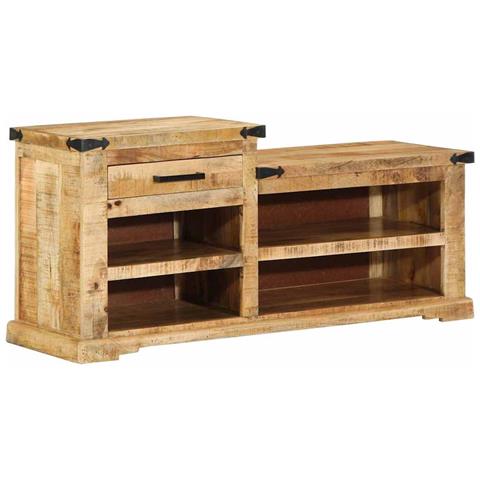 Panchina da scarpe 110x35x50 cm in legno massello di mango grezzo - Foto 2