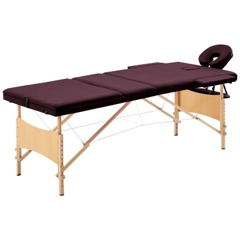 Lusso Casadino -  Lettino Da Massaggio Pieghevole A 3 Sezioni In Legno Viola Vino - Foto 2