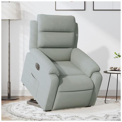 Poltrona Alzapersona Reclinante Elettrica Grigio Chiaro Velluto - Foto 2