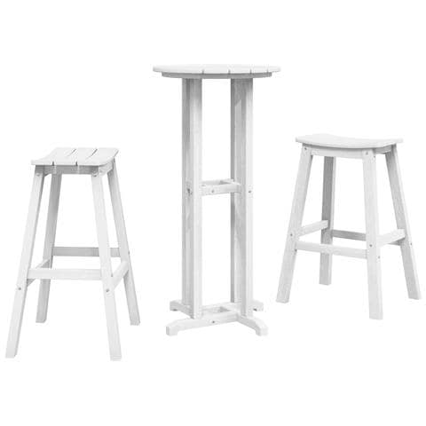 Set Bar da Giardino  3 Pezzi Bianco HDPE, Tavolo Bar  Bianco 55x55x107 cm HDPE, Sgabelli Bar  2 pz Bianco HDPE - Foto 1