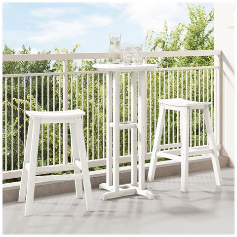 Set Bar da Giardino  3 Pezzi Bianco HDPE, Tavolo Bar  Bianco 55x55x107 cm HDPE, Sgabelli Bar  2 pz Bianco HDPE - Foto 2