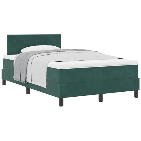 Letto Box Spring con Materasso Verde Scuro 120x200 cm in Velluto - Foto 1
