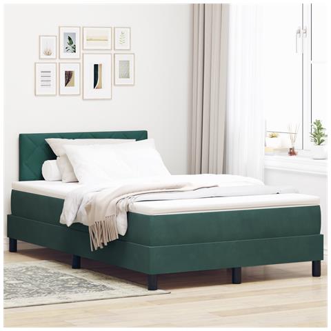 Letto Box Spring con Materasso Verde Scuro 120x200 cm in Velluto - Foto 2
