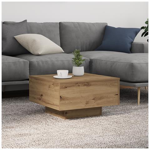 Tavolino da caffè  con luci LED Rovere Artigianale 55x55x31 cm - Foto 2