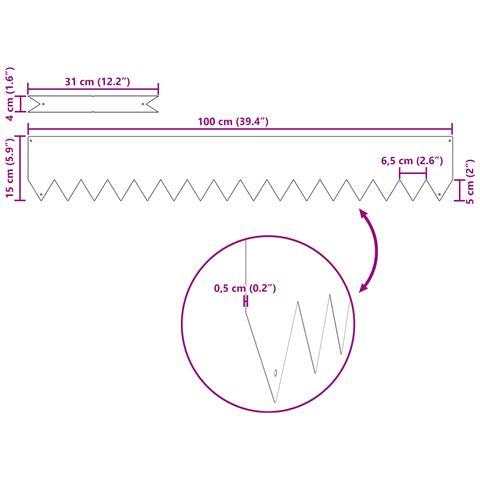 Bordure da Giardino 30 pz Verde Oliva 100x0,5x15 cm Plastica - Foto 5