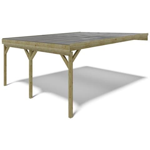 Tettoia Posto Auto Coperto In Legno 5.8x5.06 M - 29 M2 - Copertura Pvc - Foto 1