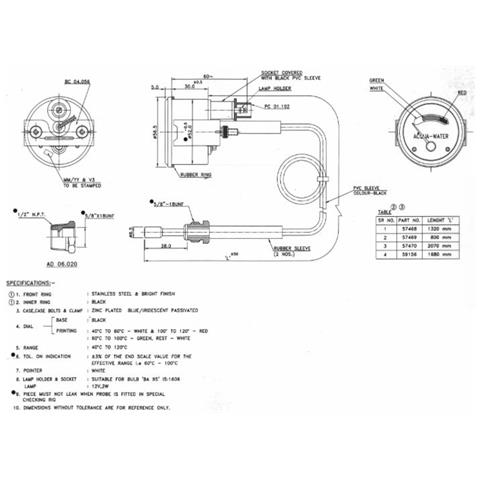 Indicatore Temperatura Acqua Capillare 40-120° Cavo 1670mm Adattabile Fiat - Foto 2