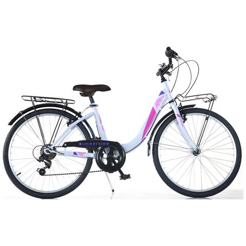 Bici Donna   Linea Aurelia Bicicletta City Bike Con Luci Led Modello Summertime Misura 26'' Con Cambio 6v - Bianco - Foto 1